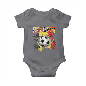 Belgium Belgian Flag Souvenir Belgie Baby Onesie Game Day Soccer Fans Football TS14 Charcoal Print Your Wear