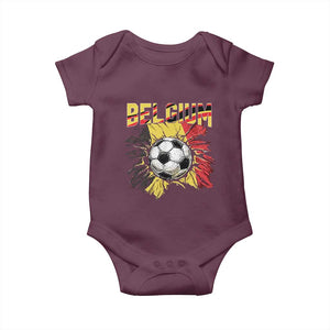Belgium Belgian Flag Souvenir Belgie Baby Onesie Game Day Soccer Fans Football TS14 Maroon Print Your Wear