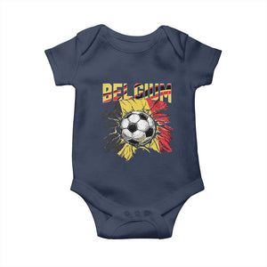 Belgium Belgian Flag Souvenir Belgie Baby Onesie Game Day Soccer Fans Football TS14 Navy Print Your Wear