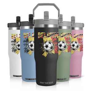 Belgium Belgian Flag Souvenir Belgie Flip Straw Tumbler Game Day Soccer Fans Football TS14 Print Your Wear