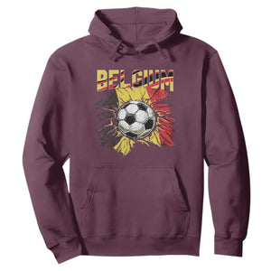 Belgium Belgian Flag Souvenir Belgie Hoodie Game Day Soccer Fans Football TS14 Maroon Print Your Wear