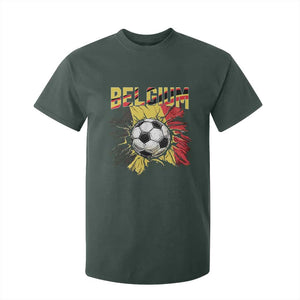 Belgium Belgian Flag Souvenir Belgie T Shirt For Kid Game Day Soccer Fans Football TS14 Dark Forest Green Print Your Wear