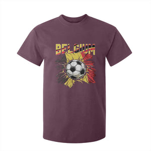 Belgium Belgian Flag Souvenir Belgie T Shirt For Kid Game Day Soccer Fans Football TS14 Maroon Print Your Wear