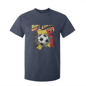 Belgium Belgian Flag Souvenir Belgie T Shirt For Kid Game Day Soccer Fans Football TS14 Navy Print Your Wear