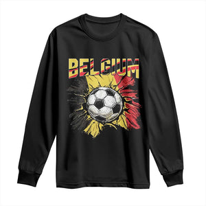 Belgium Belgian Flag Souvenir Belgie Long Sleeve Shirt Game Day Soccer Fans Football TS14 Black Print Your Wear