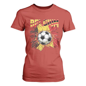Belgium Belgian Flag Souvenir Belgie T Shirt For Women Game Day Soccer Fans Football TS14 Red Print Your Wear