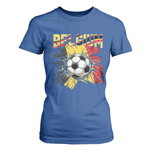 Belgium Belgian Flag Souvenir Belgie T Shirt For Women Game Day Soccer Fans Football TS14 Royal Blue Print Your Wear