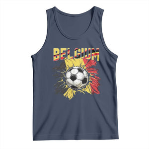 Belgium Belgian Flag Souvenir Belgie Tank Top Game Day Soccer Fans Football TS14 Navy Print Your Wear
