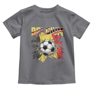 Belgium Belgian Flag Souvenir Belgie Toddler T Shirt Game Day Soccer Fans Football TS14 Charcoal Print Your Wear