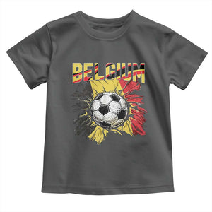 Belgium Belgian Flag Souvenir Belgie Toddler T Shirt Game Day Soccer Fans Football TS14 Dark Heather Print Your Wear