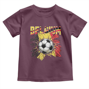Belgium Belgian Flag Souvenir Belgie Toddler T Shirt Game Day Soccer Fans Football TS14 Maroon Print Your Wear