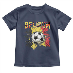 Belgium Belgian Flag Souvenir Belgie Toddler T Shirt Game Day Soccer Fans Football TS14 Navy Print Your Wear