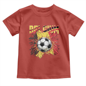 Belgium Belgian Flag Souvenir Belgie Toddler T Shirt Game Day Soccer Fans Football TS14 Red Print Your Wear