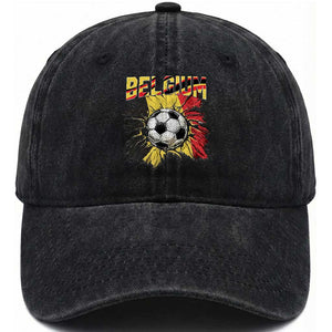 Belgium Belgian Flag Souvenir Belgie Washed Cotton Baseball Cap Game Day Soccer Fans Football TS14 Print Your Wear