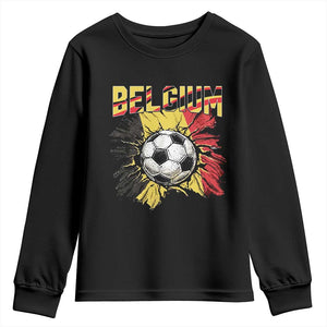 Belgium Belgian Flag Souvenir Belgie Youth Sweatshirt Game Day Soccer Fans Football TS14 Black Print Your Wear