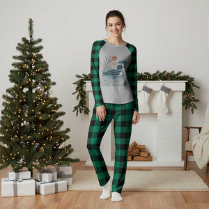 Leave Me A Loon Vintage Lake Bird Plaid Pajama Set Funny Loon Pun Nature Bird Lovers
