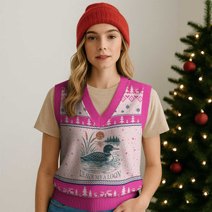 Leave Me A Loon Vintage Lake Bird V-Neck Knit Sweater Vest Funny Loon Pun Nature Bird Lovers