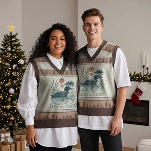 Leave Me A Loon Vintage Lake Bird V-Neck Knit Sweater Vest Funny Loon Pun Nature Bird Lovers