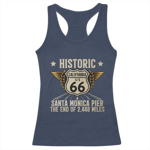 Route Highway 66 Historic California Santa Monica Pier Racerback Tank Top TS14 Navy Print Your Wear
