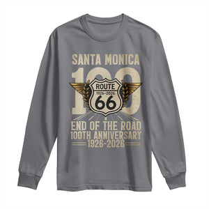 Route Highway 66 100 Year Centennial Anniversary Souvenir Long Sleeve Shirt Santa Monica End of the Road TS14 Charcoal Print Your Wear