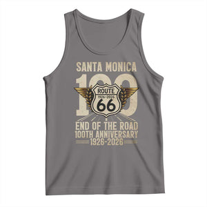 Route Highway 66 100 Year Centennial Anniversary Souvenir Tank Top Santa Monica End of the Road TS14 Deep Heather Print Your Wear