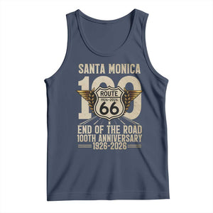 Route Highway 66 100 Year Centennial Anniversary Souvenir Tank Top Santa Monica End of the Road TS14 Navy Print Your Wear