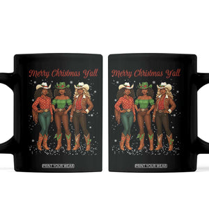 Black African American Cowgirl Christmas Coffee Mug Retro Western Howdy TS14 Black Print Your Wear