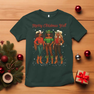 Black African American Cowgirl Christmas T Shirt Retro Western Howdy TS14 Dark Forest Green Print Your Wear