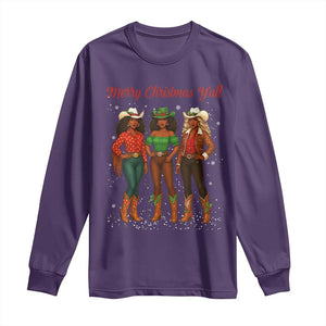Black African American Cowgirl Christmas Long Sleeve Shirt Retro Western Howdy TS14 Purple Print Your Wear
