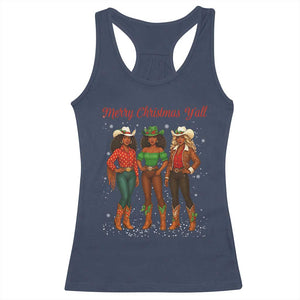 Black African American Cowgirl Christmas Racerback Tank Top Retro Western Howdy TS14 Navy Print Your Wear