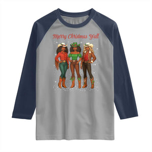 Black African American Cowgirl Christmas Raglan Shirt Retro Western Howdy TS14 Sport Gray Navy Print Your Wear