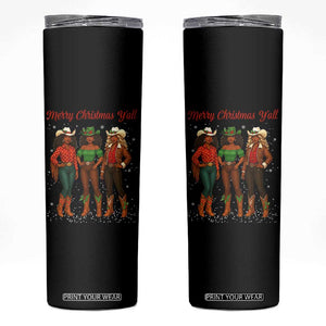 Black African American Cowgirl Christmas Skinny Tumbler Retro Western Howdy - Print Your Wear