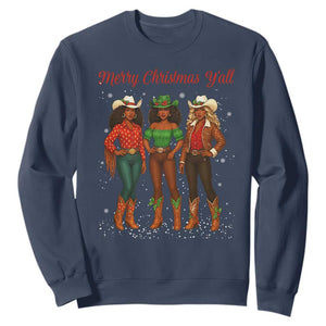 Black African American Cowgirl Christmas Sweatshirt Retro Western Howdy TS14 Navy Print Your Wear