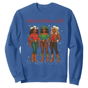 Black African American Cowgirl Christmas Sweatshirt Retro Western Howdy TS14 Royal Blue Print Your Wear