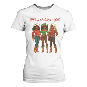 Black African American Cowgirl Christmas T Shirt For Women Retro Western Howdy TS14 White Print Your Wear