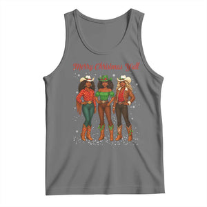 Black African American Cowgirl Christmas Tank Top Retro Western Howdy TS14 Black Heather Print Your Wear