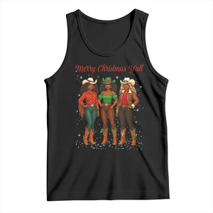 Black African American Cowgirl Christmas Tank Top Retro Western Howdy TS14 Black Print Your Wear
