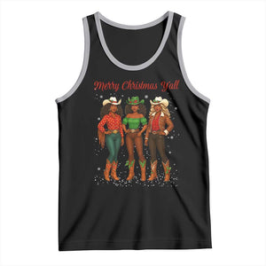 Black African American Cowgirl Christmas Tank Top Retro Western Howdy TS14 Black Athletic Heather Print Your Wear