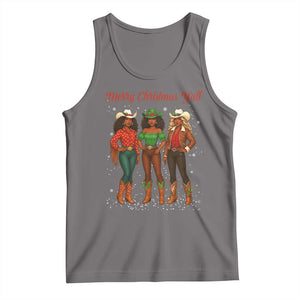 Black African American Cowgirl Christmas Tank Top Retro Western Howdy TS14 Deep Heather Print Your Wear