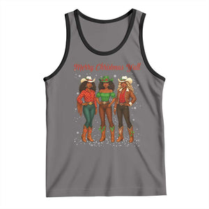 Black African American Cowgirl Christmas Tank Top Retro Western Howdy TS14 Deep Heather Black Print Your Wear