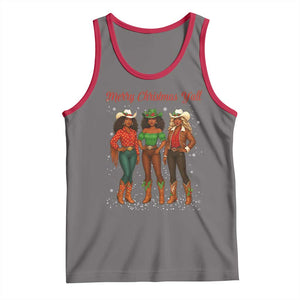 Black African American Cowgirl Christmas Tank Top Retro Western Howdy TS14 Deep Heather Red Print Your Wear