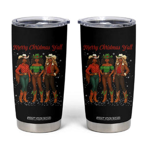 Black African American Cowgirl Christmas Tumbler Cup Retro Western Howdy TS14 Black Print Your Wear