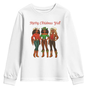Black African American Cowgirl Christmas Youth Sweatshirt Retro Western Howdy TS14 White Print Your Wear
