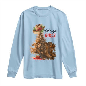 Christmas Cowgirl Boots Long Sleeve Shirt Western Cowboy Hat Howdy TS14 Light Blue Print Your Wear