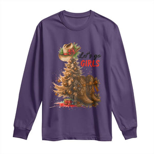 Christmas Cowgirl Boots Long Sleeve Shirt Western Cowboy Hat Howdy TS14 Purple Print Your Wear