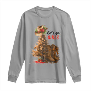 Christmas Cowgirl Boots Long Sleeve Shirt Western Cowboy Hat Howdy TS14 Sport Gray Print Your Wear