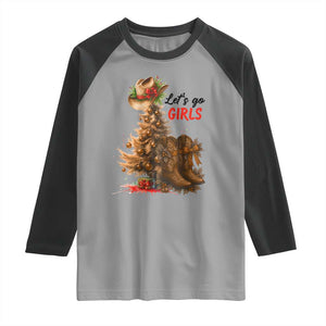 Christmas Cowgirl Boots Raglan Shirt Western Cowboy Hat Howdy TS14 Sport Gray Black Print Your Wear