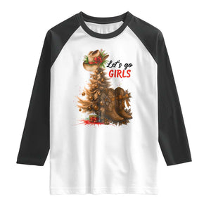 Christmas Cowgirl Boots Raglan Shirt Western Cowboy Hat Howdy TS14 White Black Print Your Wear