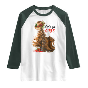 Christmas Cowgirl Boots Raglan Shirt Western Cowboy Hat Howdy TS14 White Dark Forest Green Print Your Wear