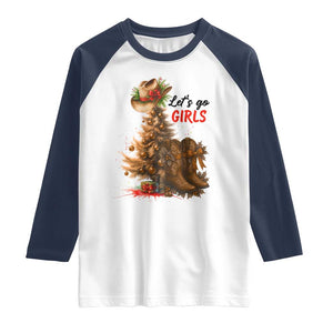 Christmas Cowgirl Boots Raglan Shirt Western Cowboy Hat Howdy TS14 White Navy Print Your Wear